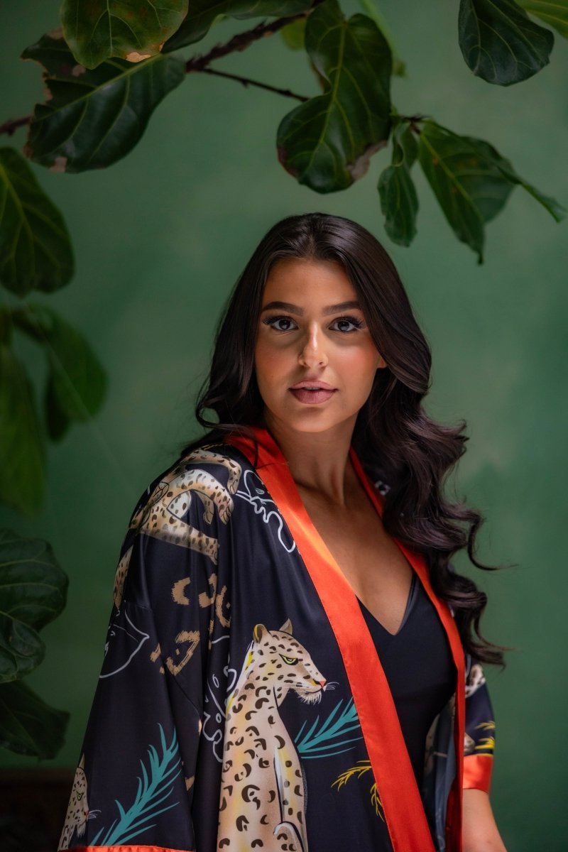 Kimono Dames Satijn - Luxury Leopard - Kimomi