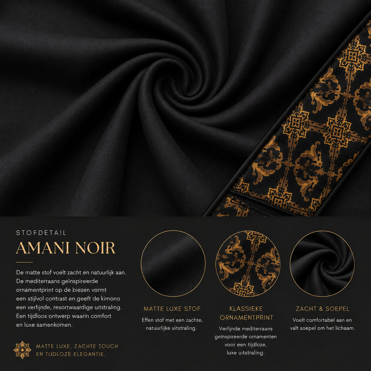 Unisex Kimono Dames & Heren - Amani Noir
