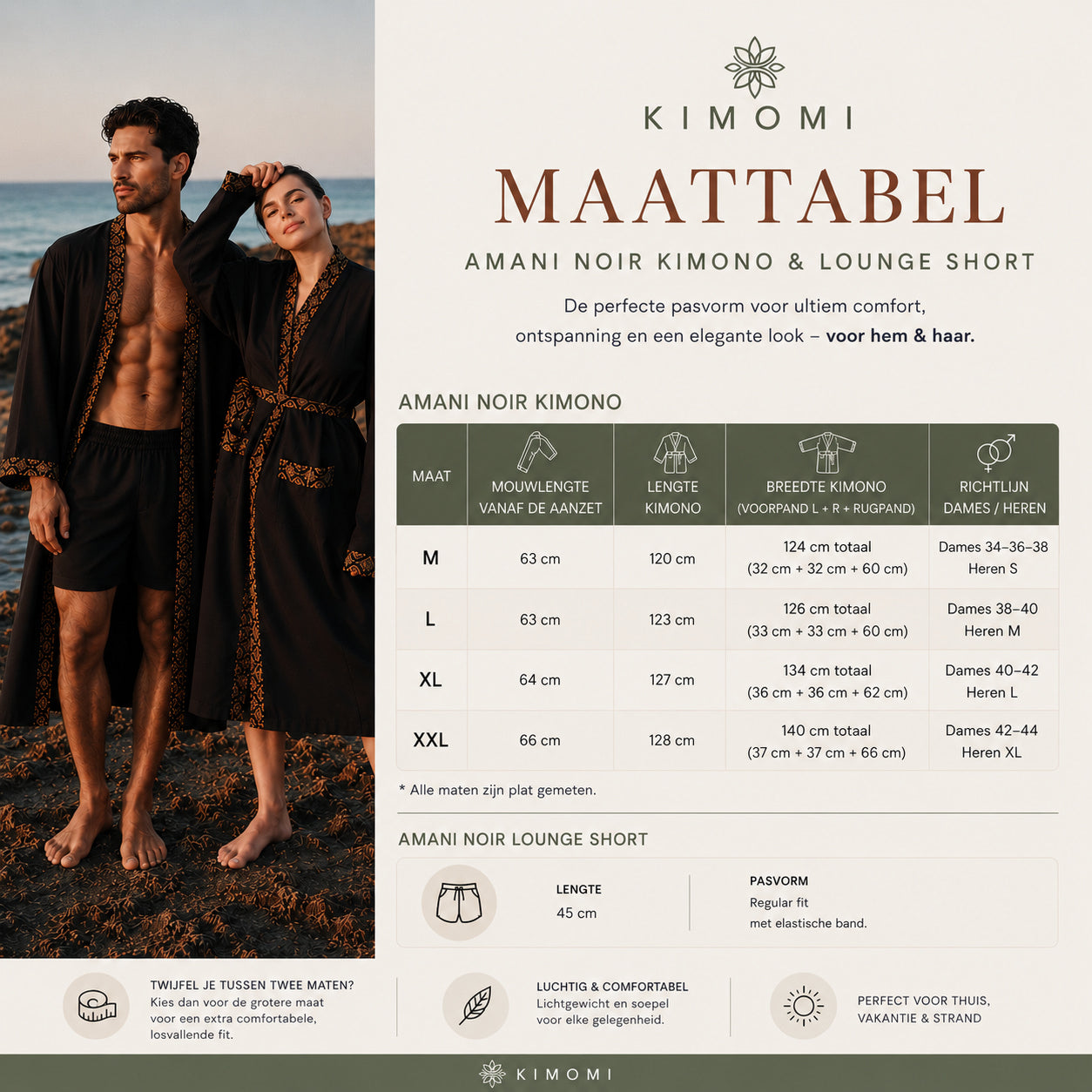 Unisex Kimono Dames & Heren - Amani Noir