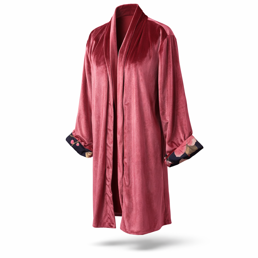 Ruby Bloom kimono met rubyroze fluwelen kant