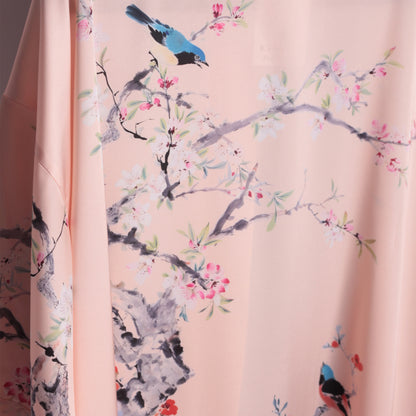 Kimono Dames Satijn - Birds & Blossom
