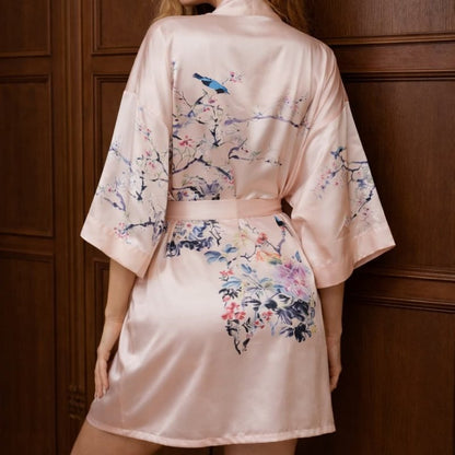 Kimono Dames Satijn - Birds & Blossom - Kimomi