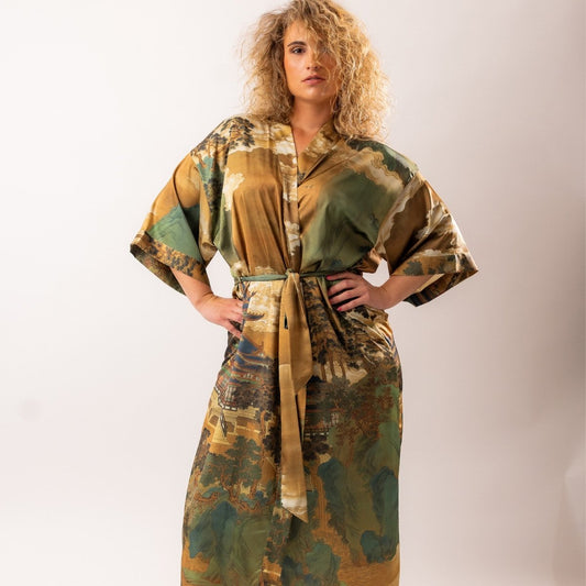 Kimono Dames Satijn - Golden Whisper - Kimomi