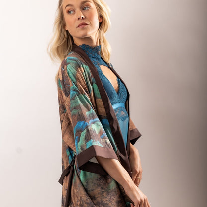 Kimono Dames Satijn - Kyoto Noir - Kimomi