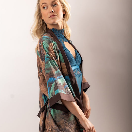Kimono Dames Satijn - Kyoto Noir - Kimomi