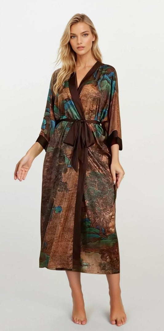 Kimono Dames Satijn - Kyoto Noir - Kimomi