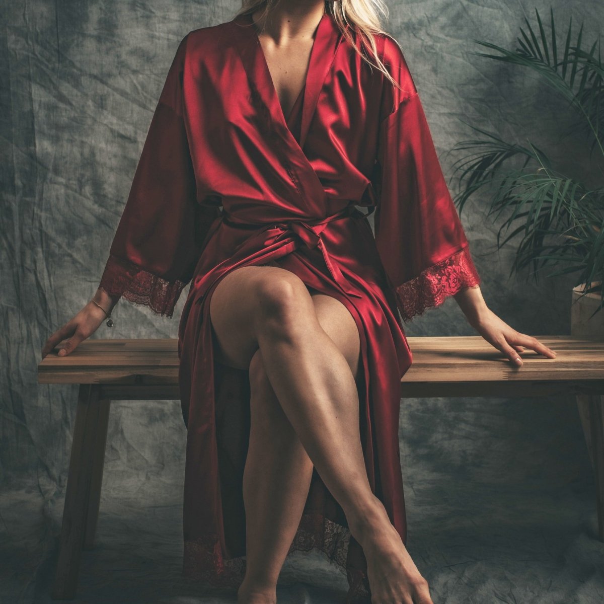 Kimono dames Satijn - Long Lace - Kimomi