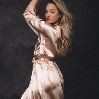 Kimono dames Satijn - Long Lace - Kimomi