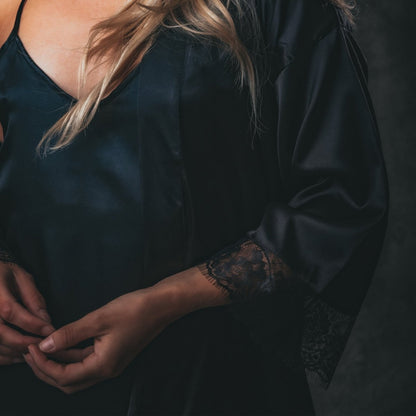 Kimono dames Satijn - Long Lace - Kimomi