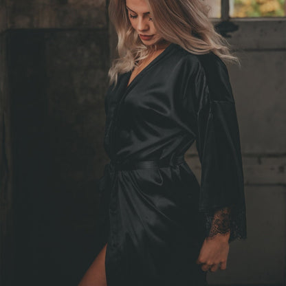 Kimono dames Satijn - Long Lace - Kimomi