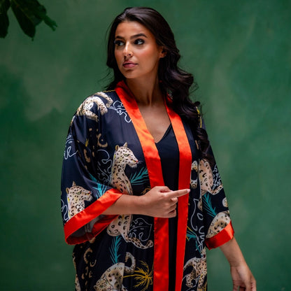 Kimono Dames Satijn - Luxury Leopard - Kimomi