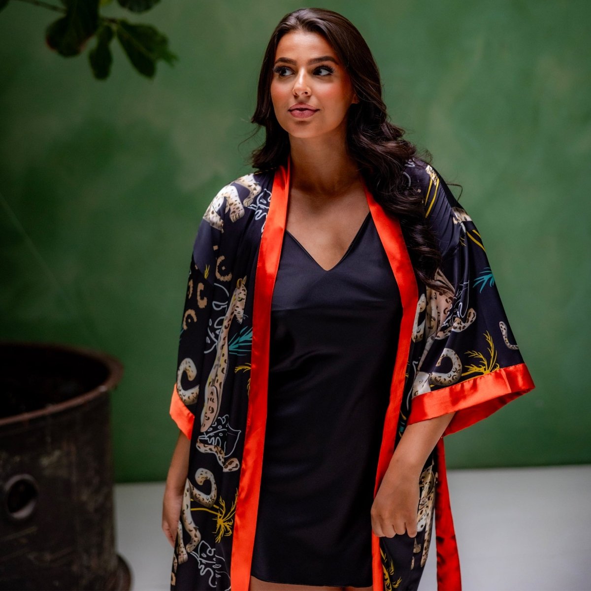 Kimono Dames Satijn - Luxury Leopard - Kimomi