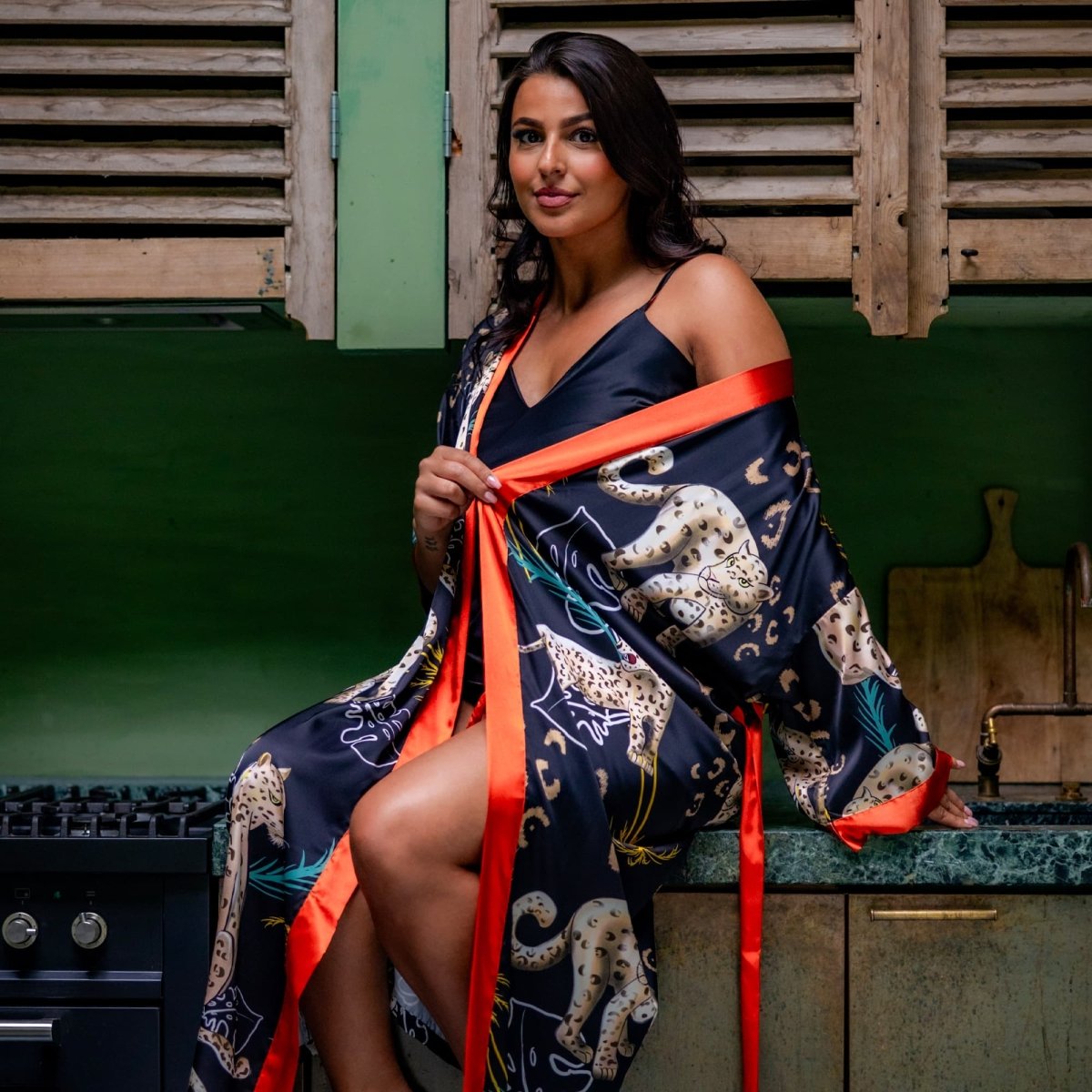 Kimono Dames Satijn - Luxury Leopard - Kimomi