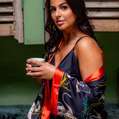 Kimono Dames Satijn - Luxury Leopard - Kimomi