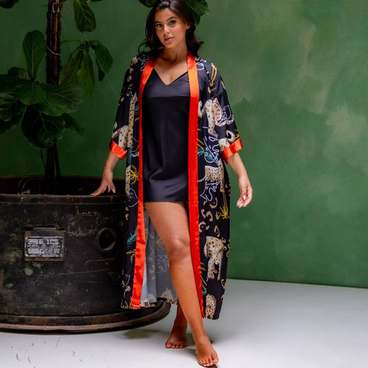 Kimono Dames Satijn - Luxury Leopard - Kimomi