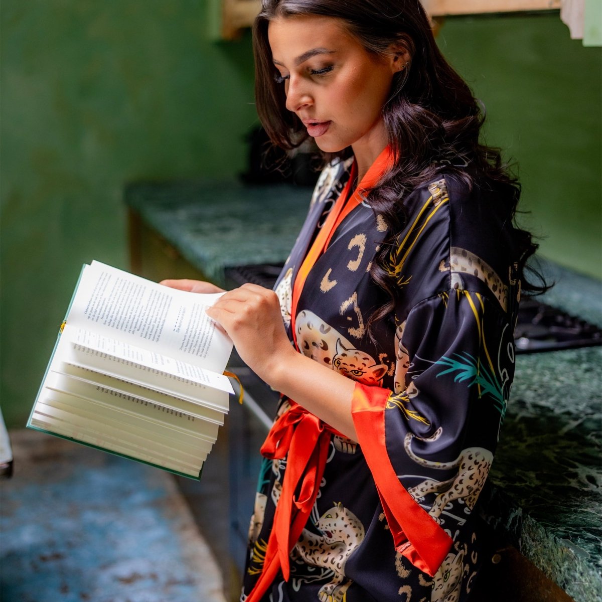 Kimono Dames Satijn - Luxury Leopard - Kimomi