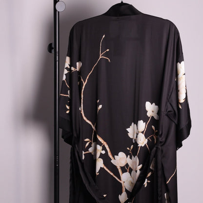 Kimono Dames Satijn - Magnolia Noir - Kimomi
