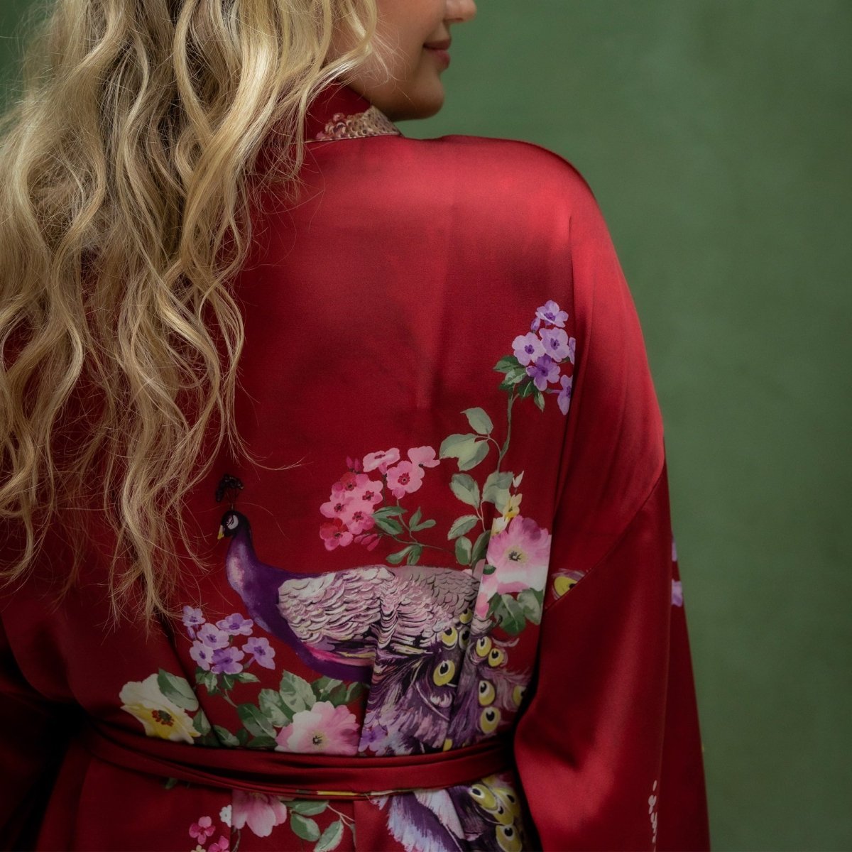 Kimono Dames Satijn - Peacock Garden - Kimomi