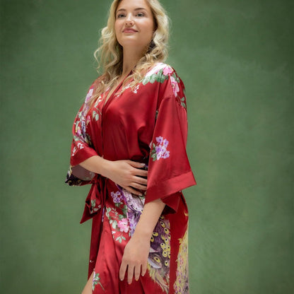 Kimono Dames Satijn - Peacock Garden - Kimomi