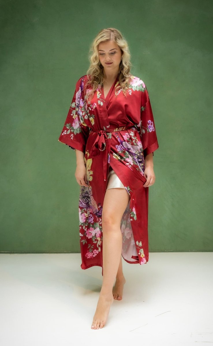 Kimono Dames Satijn - Peacock Garden - Kimomi