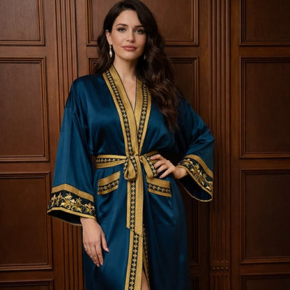 Kimono Dames Satijn - Royal Sapphire - Kimomi