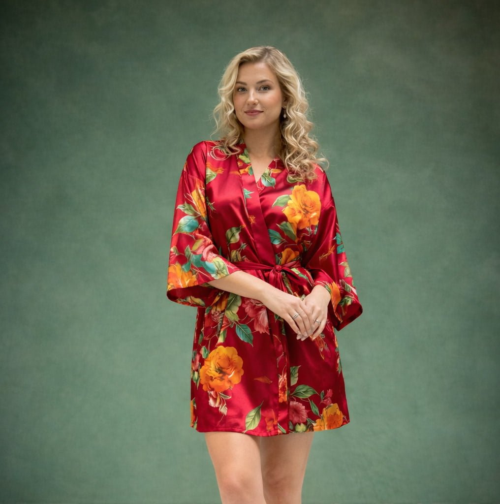 Kimono Dames Satijn Santorini - Kort - Kimomi