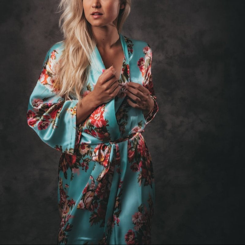 Kimono Dames Satijn - Wildflowers - Kort - Kimomi