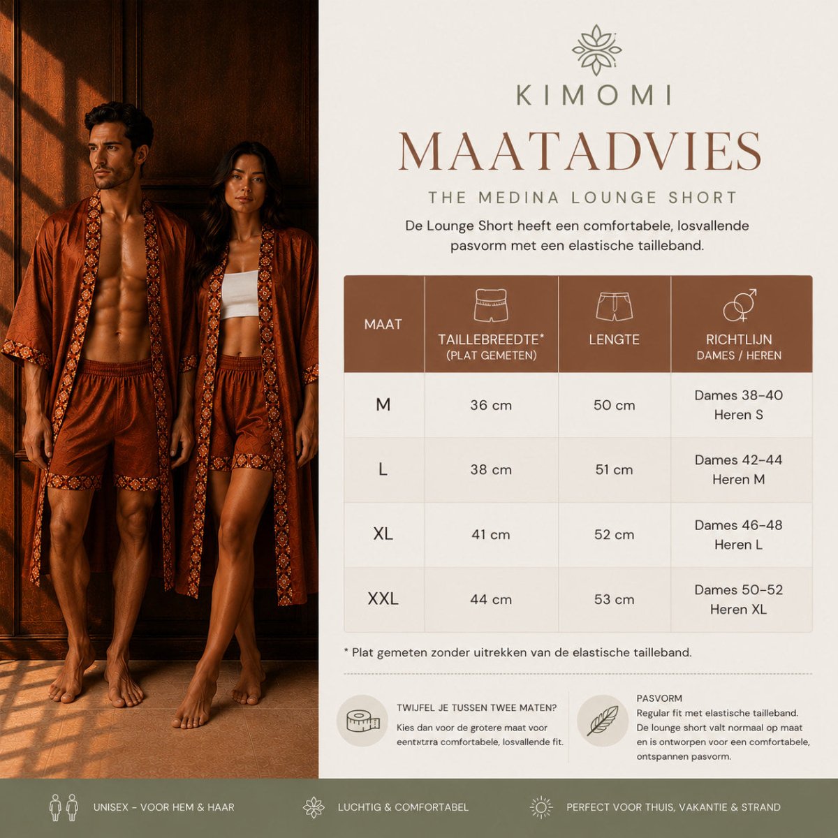 Unisex Loungebroek dames & heren satijn - The Medina - Kimomi